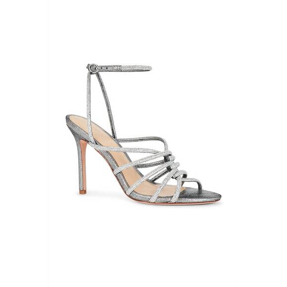 NEW VERONICA BEARD women's aneesha ankle strap sandal in gunmetal silver